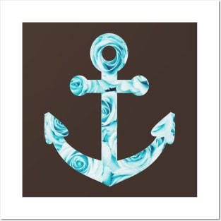 Rose Anchor Nautical Floral Posters and Art